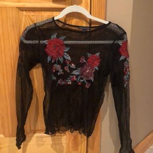 Sheer black long sleeve American Eagle top
